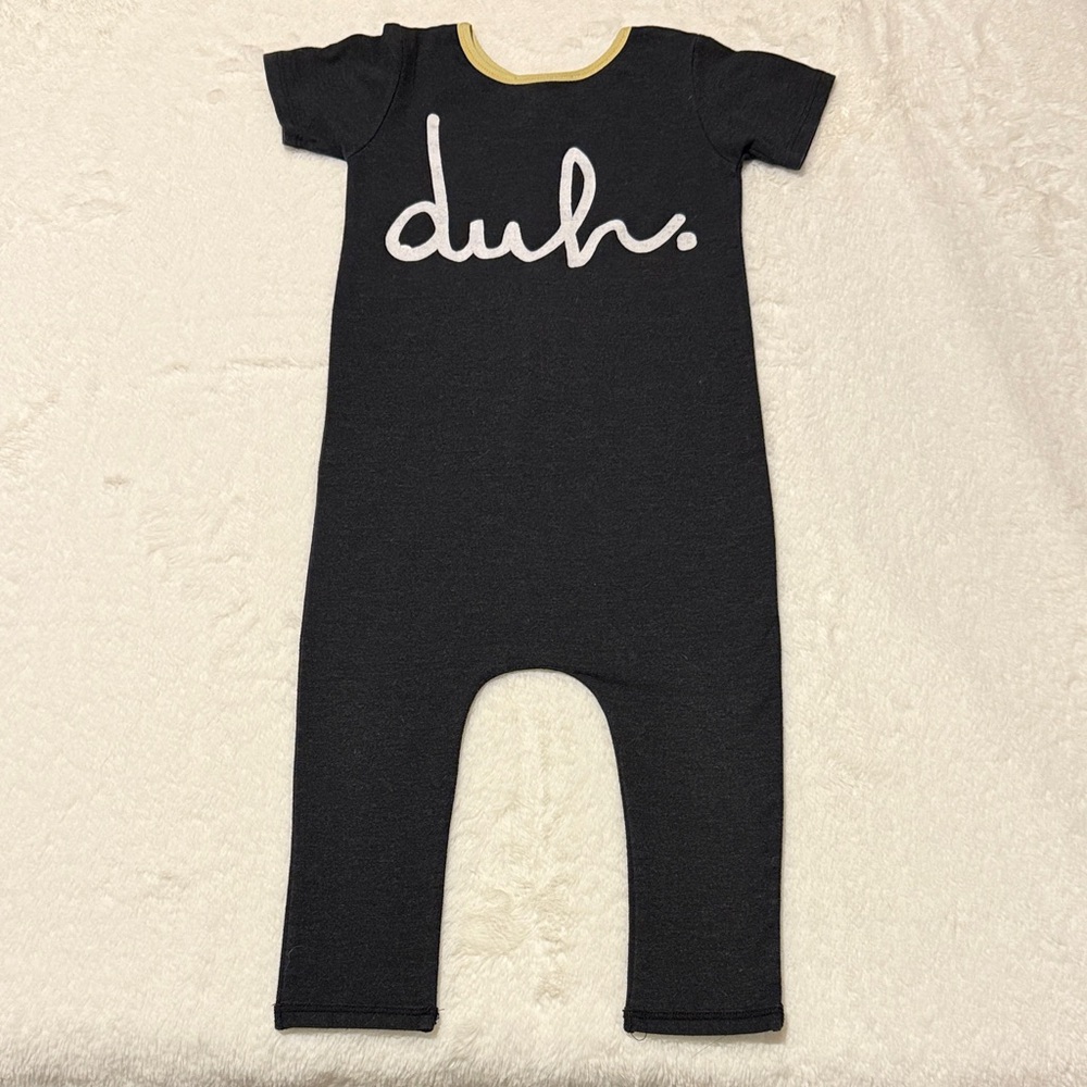 RAGS Romper with 'duh.' Print